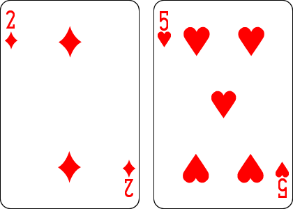 カード2と5の場合の組み合わせのイメージ画像